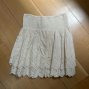 Eyelet Cream Mini Skirt